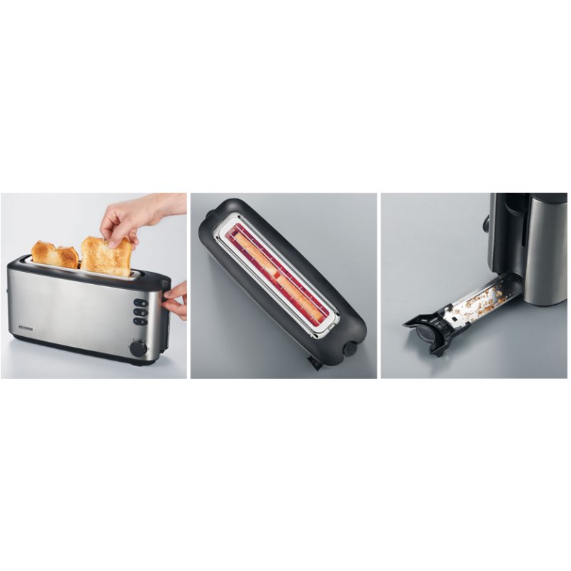 SEVERIN grille-pain fente AT 2515, acier inoxydable/noir, 1000 watts